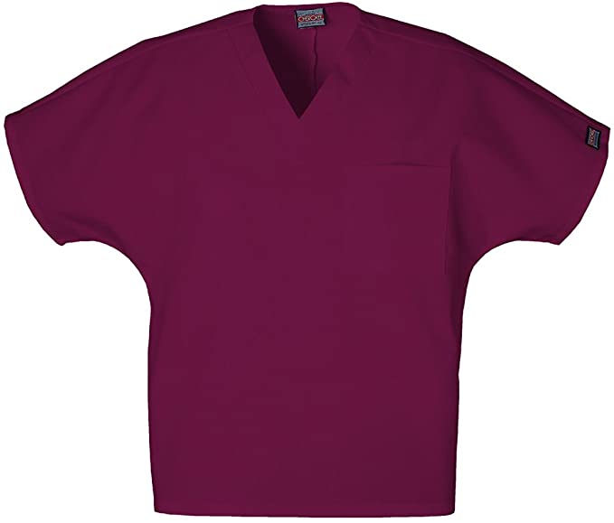 Cherokee 4777 V-Neck Tunic in Wine with MCPHS Optometry customization